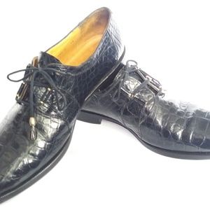 MENS ALLIGATOR NAVY BLUE DRESS SHOES